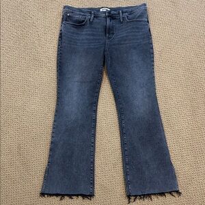 Madewell Black Kickout Full Length Jeans size 33 Paynes Wash Mid Rise Raw Hem